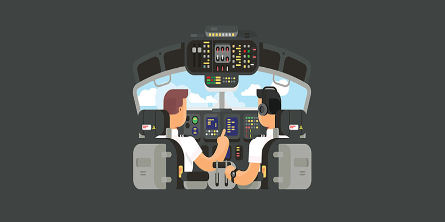 Pilots in cockpit flat design